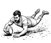 Coloriage Rugbyman en action r&eacute;aliste