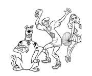 Coloriage Scooby Doo, Velma et Shaggy au rugby