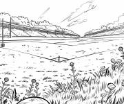 Coloriage Terrain de rugby ouvert