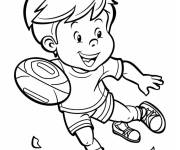 Coloriage Tout petit gar&ccedil;on joue au rugby
