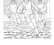 Coloriage Trois joueurs pendant le match de rugby