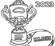 Coloriage Troph&eacute;e et ballon de rugby
