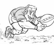 Coloriage Un gros joueur de rugby attrape le ballon