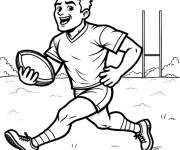 Coloriage Un rugbyman au match