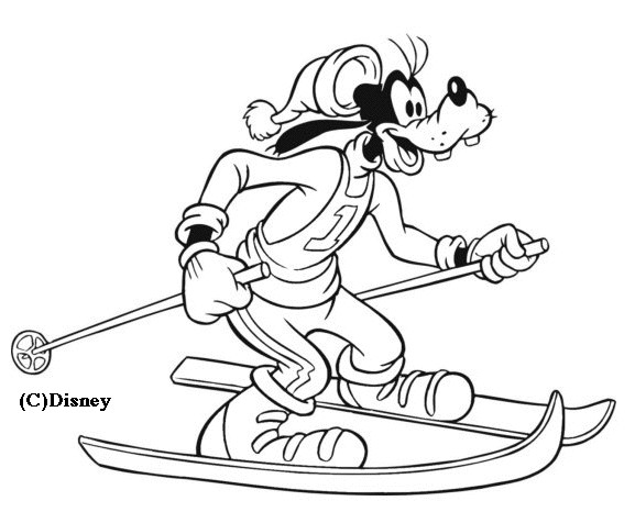 Coloriage et dessins gratuits Dingo fait du ski à imprimer