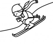 Coloriage Fille Skieuse en train de s'amuser