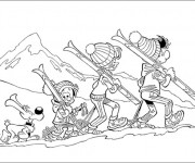 Coloriage La famille Ski