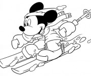 Coloriage Mickey Mouse en ski alpin