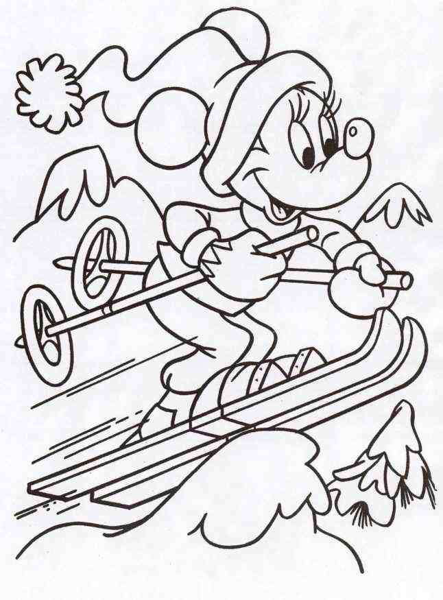 Coloriage et dessins gratuits Mickey Mouse Skieur à imprimer