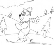Coloriage Ours s'amuse avec la Neige