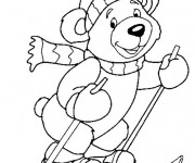 Coloriage et dessins gratuit Ours Skieur à imprimer