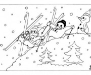 Coloriage et dessins gratuit Père Noel Skieur à imprimer