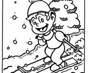 Coloriage Petit Skieur amus&eacute;