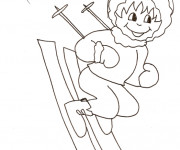 Coloriage Petit Skieur content