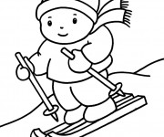 Coloriage Petit Skieur mignon