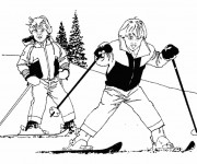 Coloriage Petits Skieurs s'amusent