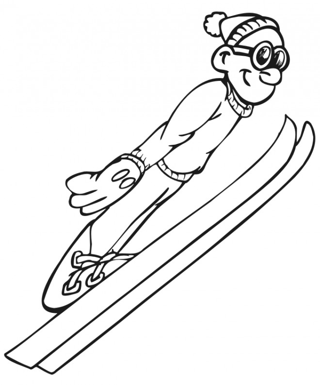 Coloriage et dessins gratuits Saut à Ski à imprimer