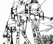 Coloriage Ski adulte en couleur