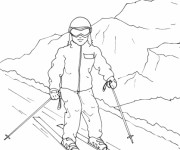 Coloriage Ski montagne stylisé