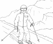 Coloriage Ski montagne stylis&eacute;