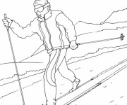 Coloriage Skieur descend de la Montagne