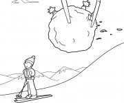Coloriage Skieur et Ballon de Neige