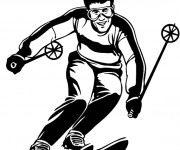 Coloriage Skieur heureux