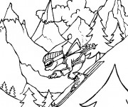Coloriage Skieur tr&egrave;s rapide