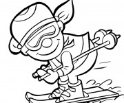 Coloriage Skieur vecteur