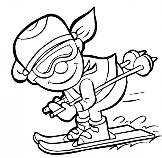 Coloriage Skieur vecteur dessin gratuit à imprimer