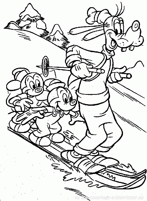 Coloriage et dessins gratuits Skieurs Disney à imprimer