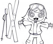 Coloriage Skieuse Kawaii