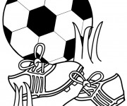 Coloriage Chaussures et Ballon de Soccer