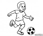 Coloriage Enfant joue au Soccer