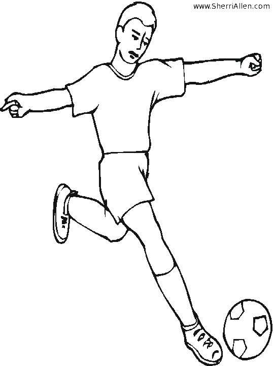 Coloriage et dessins gratuits Joueur de Soccer avec le ballon à imprimer