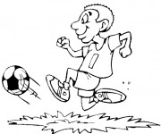 Coloriage Joueur Soccer avance avec le ballon