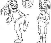 Coloriage Les Filles et Soccer