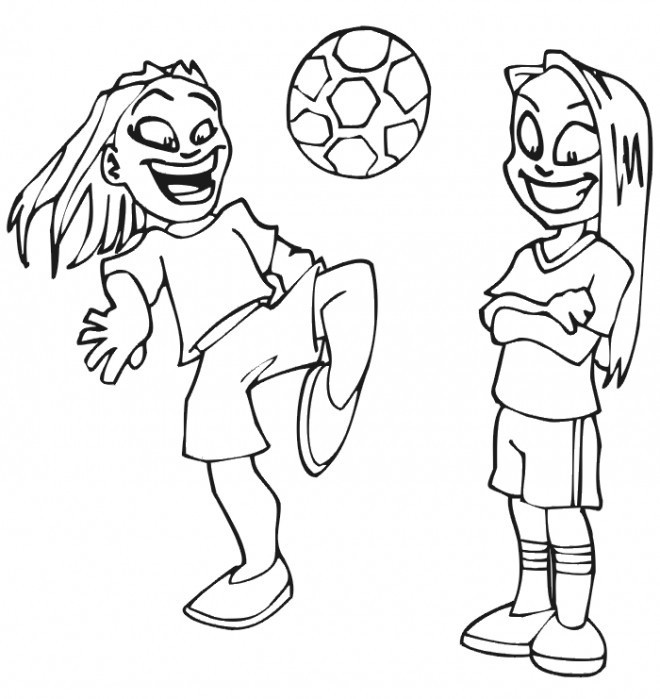 Coloriage et dessins gratuits Les Filles et Soccer à imprimer
