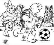 Coloriage Match de Soccer entre Les Animaux