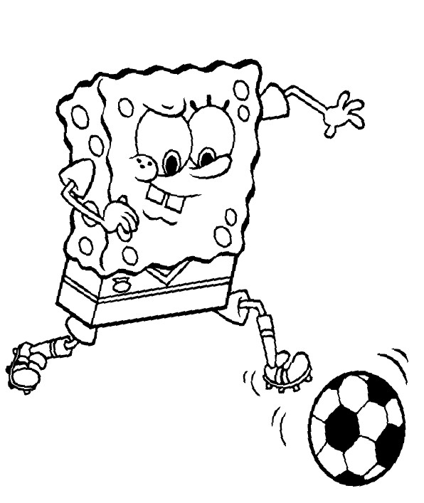 Coloriage et dessins gratuits Spongebob et Ballon Soccer à imprimer