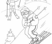 Coloriage Activit&eacute; de sport d'hiver sur la montagne neigeux
