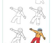 Coloriage Apprendre &agrave; dessiner le snowboardeur &eacute;tape par &eacute;tape