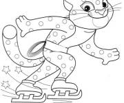 Coloriage Chaton fait du Patinage