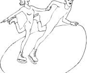Coloriage Couple de patineurs sur glace en dansant