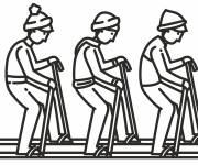 Coloriage Des skieurs qui adorent le travail en équipe