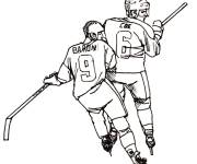 Coloriage Deux joueurs de hockey sur glace