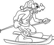 Coloriage Dingo fait du ski