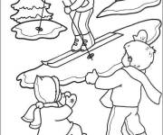 Coloriage Doddlers font de ski en hiver