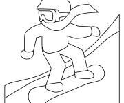 Coloriage &Eacute;moji Snowboardeur en noir et blanc