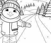 Coloriage Enfant qui fait du ski &agrave; t&eacute;l&eacute;charger